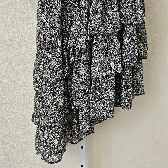 ASTR THE LABEL Asymmetrical Long Sleeve Smocked Ruffle Floral Maxi Dress Sz M - Picture 7 of 16